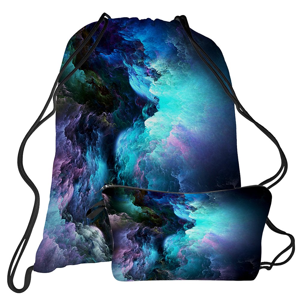 TUONROAD Turnbeutel Junge,PersöNlichkeit Rucksack Turnbeutel Set,Nebel Drucken Rucksack Mit Kordelzug