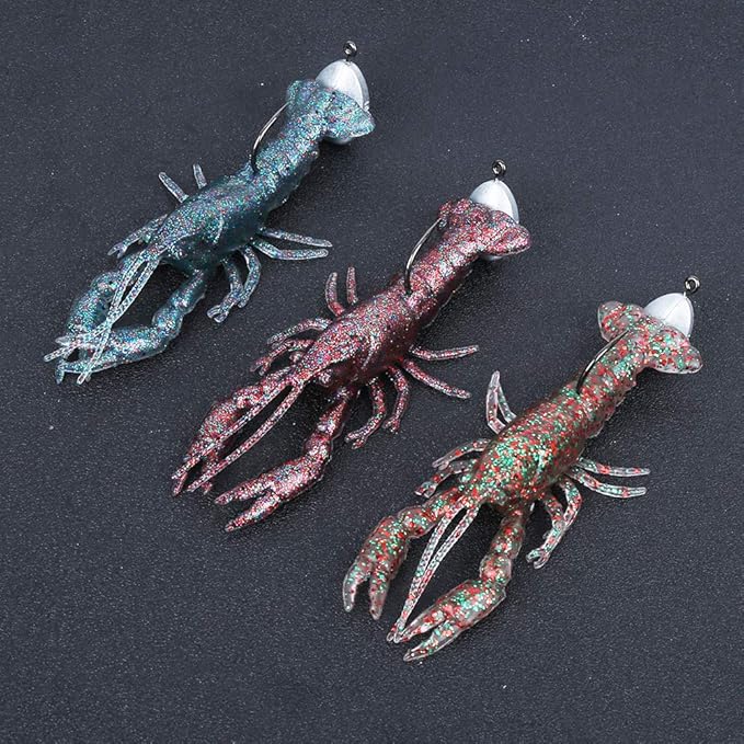 Caiqinlen Lobster Fishing Lure, Shiny Artificial Soft Bait, Lobster