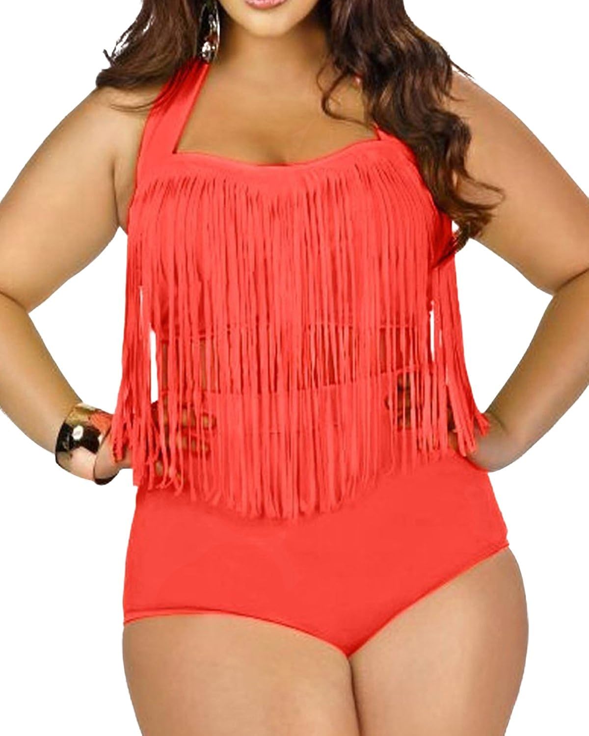 orange plus size bathing suit