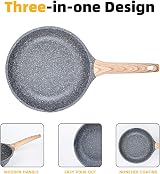 ZUOFENG Non Stick Frying Pan 24cm Induction Granite Stone Coating view 5