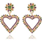 DAYANEY Mardi Gras Earrings For Women, Carnival Gold Heart Earrings Dainty Leaf Earrings Mardi Gras Outfits For Fat Tuesday Celebration Mardi Gras Costume Accessories Party Favors Gifts