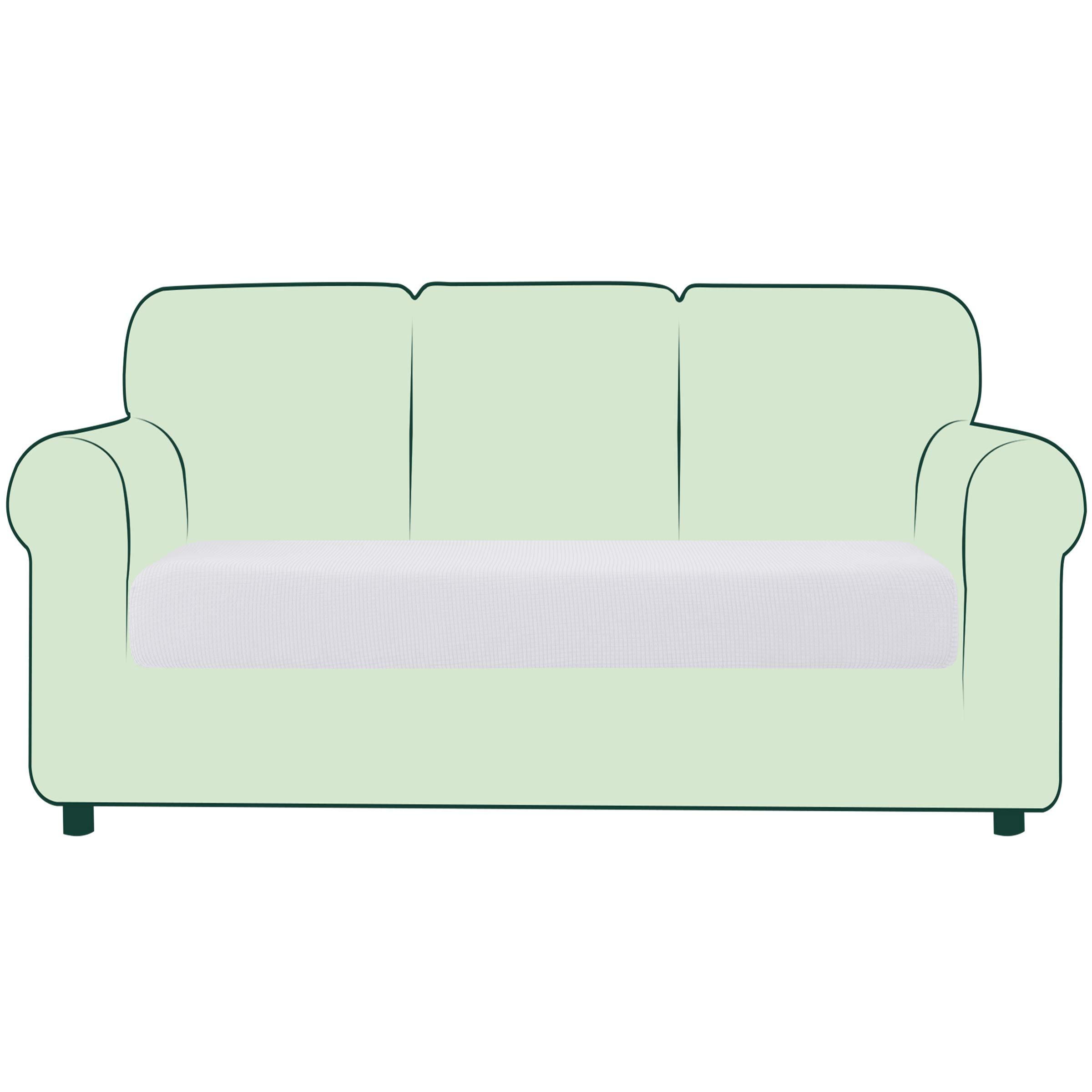CHUN YI Stretch Sofa Seat Cushion Cover, Fitted Sofa Couch Cushion Covers Furniture Protector, Checks Jacquard Spandex Fabric (Sofa, White)