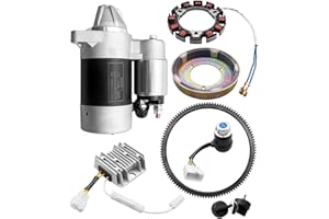 MQLPXI Diesel Electric Starter Motor kit with Flywheel Generator Rectifier Voltage Regulator Flywheel Ring Gear Ignition Key Switch, Fit for L100 186F 186FA Diesel Engine Starter