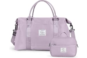 SYCNB Weekender Bags for Women,Travel Duffel Bag with Toiletry Bag,Overnight Weekend Carry On Personal Item Bag with Wet Pocket & Trolley Sleeve,Gym Bag,Light Purple