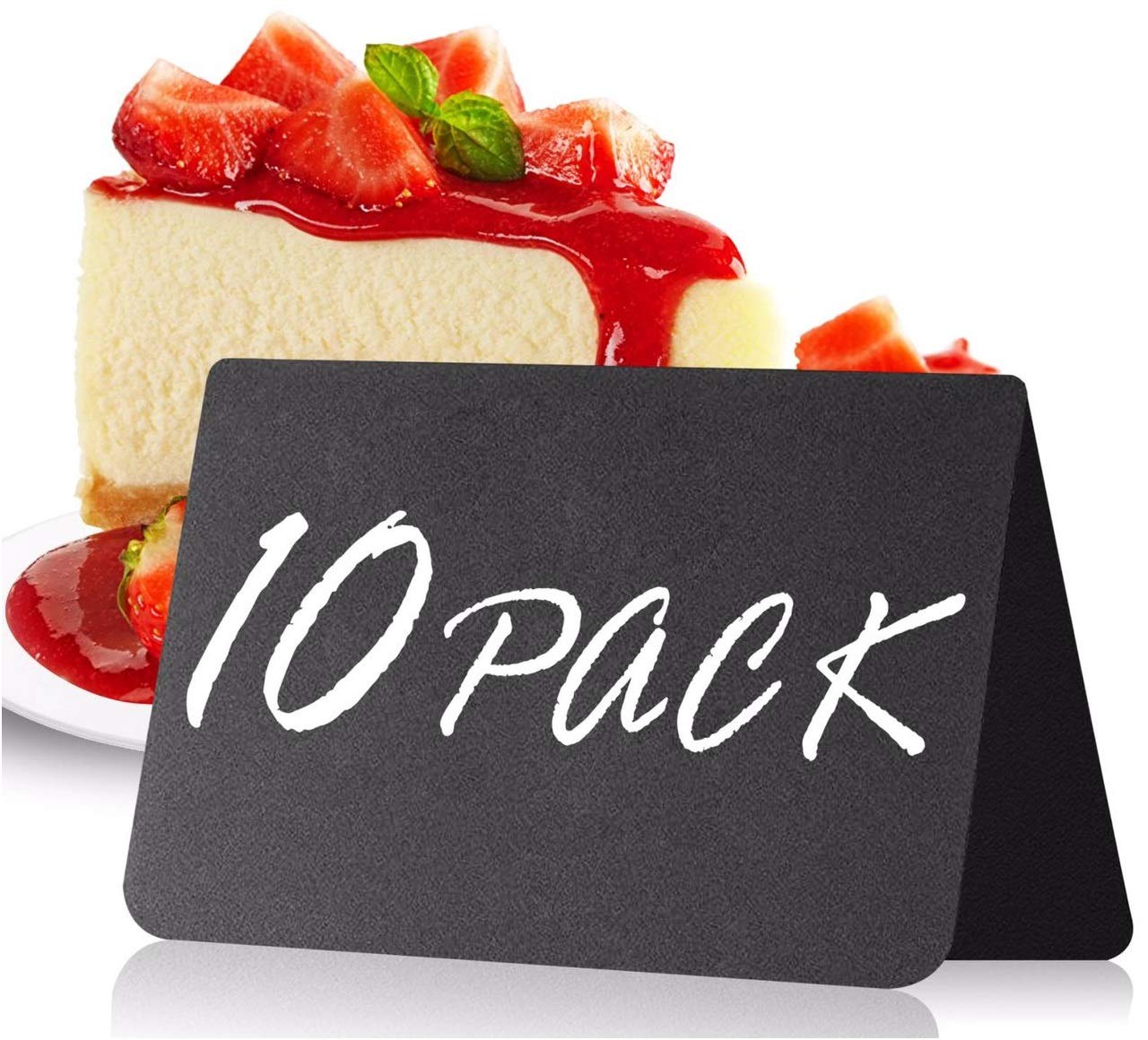 10 Pack Mini Chalkboard Signs 7x10 cm – Erasable Food Signs for Buffet - Catering - Bakeries & Parties - Small Black Chalkboard Labels - Tabletop Displays & Wedding Chalk Board Name Plates