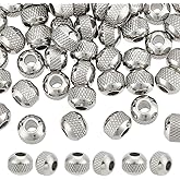 UNICRAFTALE 50pcs Round Stainless Steel Spacer Beads - 8mm Textured Rondelle Metal Beads for DIY Bracelet Necklace Jewelry Making