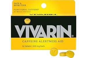 Vivarin, Caffeine Pills, 200mg Caffeine per Dose, Safely and Effectively Helps You Stay Awake, No Sugar, Calories or Hidden Ingredients, Energy Supplement, 16 Tablets