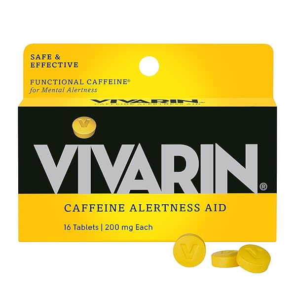 VIVARIN, CAFFEINE PILLS, 200MG CAFFEINE PER DOSE, SAFELY AND EFFECTIVELY HELPS YOU STAY AWAKE, NO SUGAR, CALORIES OR HIDDEN INGREDIENTS, ENERGY SUPPLEMENT, 16 TABLETS