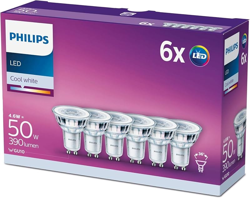 LED Faretto con attacco GU10, Confezione da 6