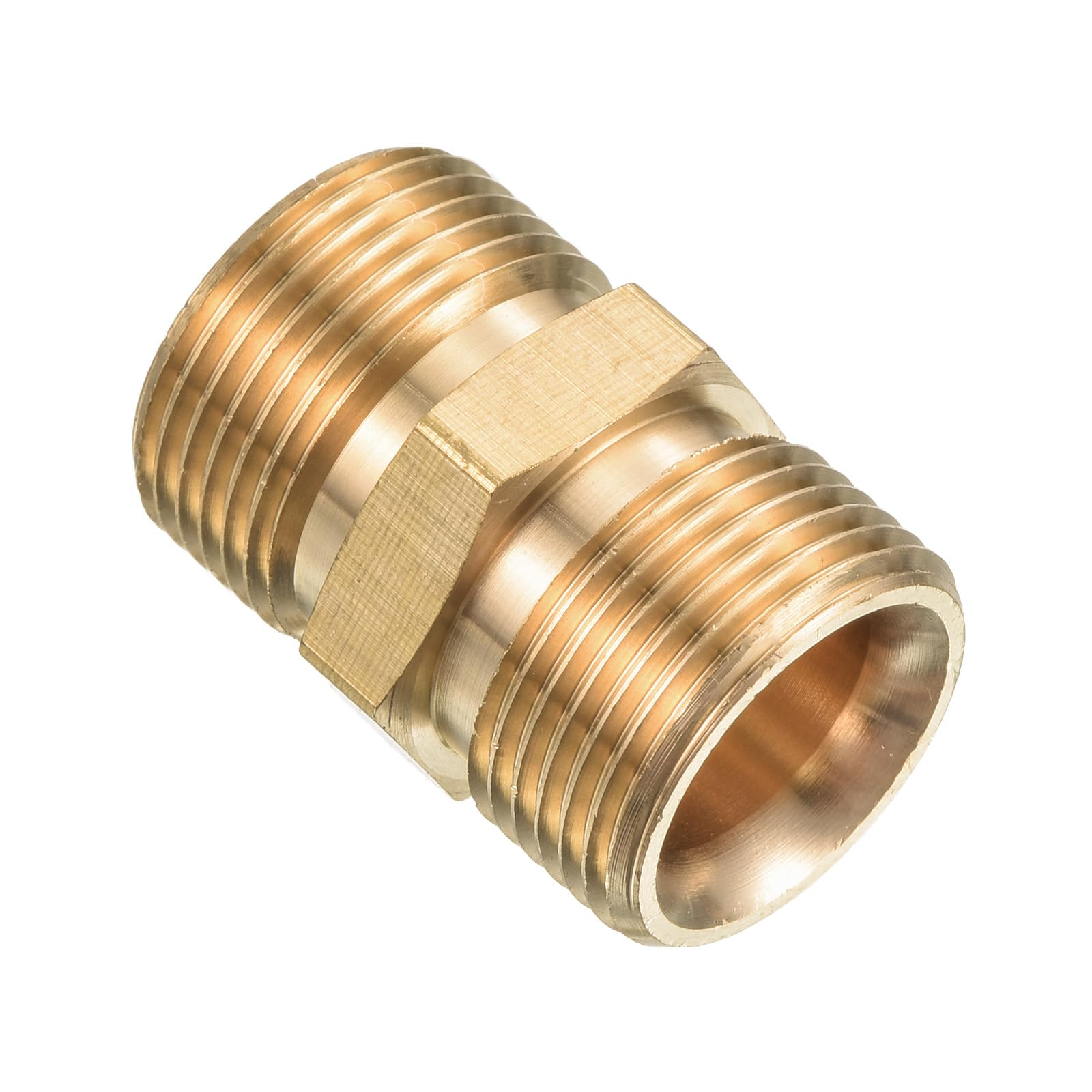 PATIKIL Pipe Fitting, M22 to M22 Male Thread Hex Extension Connector Adapter 1.3 Inch for Garden Water Pipes, Gold