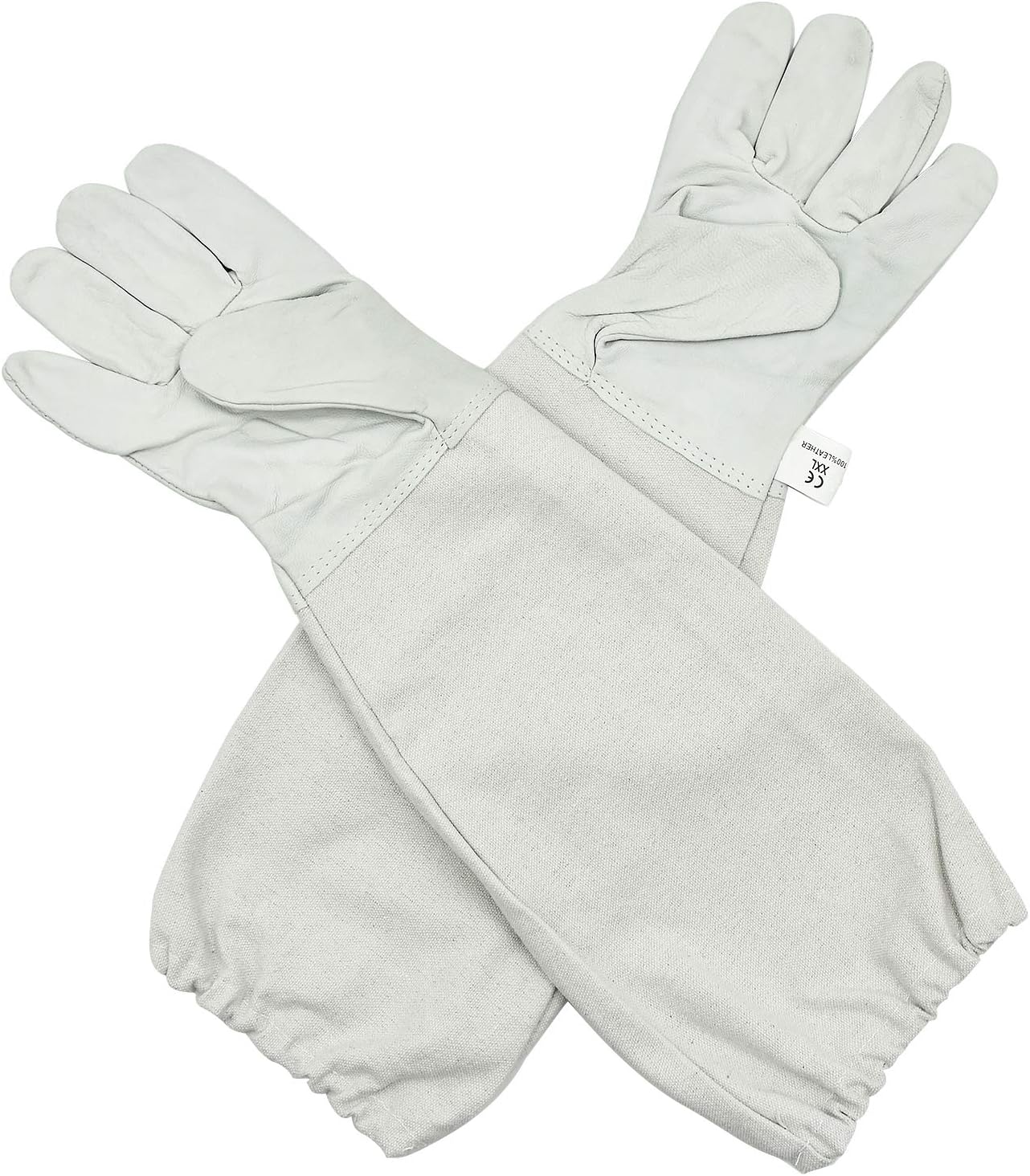 FEIGO Beekeeping Gloves Goatskin Protective Gloves Goatskin Leather Beekeeper's Glove with Long Canvas Sleeve & Elastic Cuff Perfect for The Beginner Beekeeper 49CM