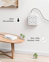 LENCENT 8-in-1 Extension Lead 4 Outlets USB-C 3 USB 1.8m Braided Cord view 6