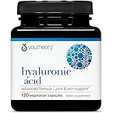 Youtheory Hyaluronic Acid Advanced Formula - Joint Support Supplement with Boswellia Extract* - Skin Health Supplement - Dairy, Soy & Gluten Free - 120 Vegetarian Capsules
