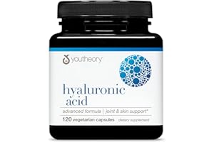 Youtheory Hyaluronic Acid Advanced Formula - Joint Support Supplement with Boswellia Extract* - Skin Health Supplement - Dairy, Soy & Gluten Free - 120 Vegetarian Capsules
