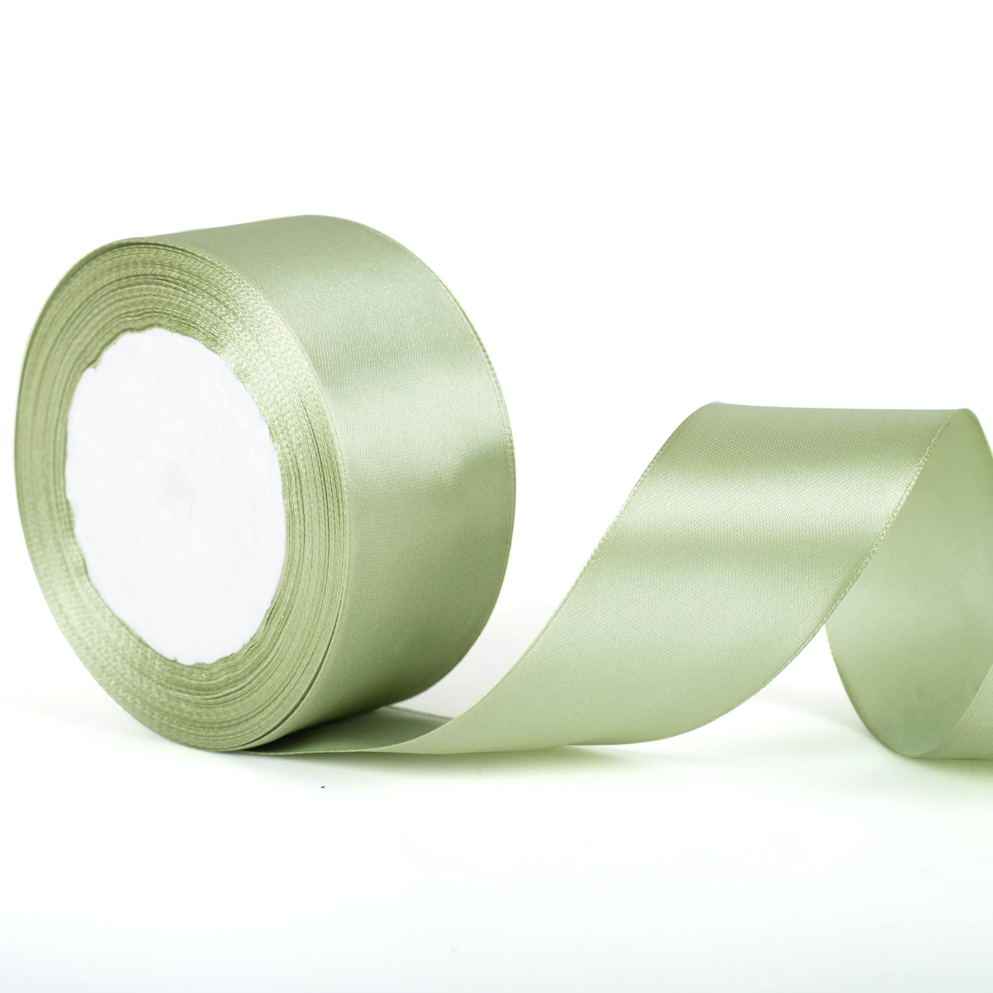 50mm Wide Sage Green Thick Ribbon for Gift Wrapping 22m, Thick Morandi Green Ribbons Fabric Satin Ribbon for Present Wrapping Christmas Florist Bouquet Cake Hair Bow Crafting Wedding Car Decoration
