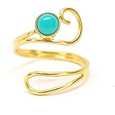 Turquoise adjustable Ring 14k Gold-plated band for Women Open one-size fits 4-9 gold with a Unique Boho everyday style Perfect for Teen girls Vintage-inspired Wrap design