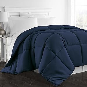 Beckham Hotel Collection 1300 Series - All Season - Luxury Goose Down Alternative Comforter - Hypoallergenic  - Queen/Full - Navy