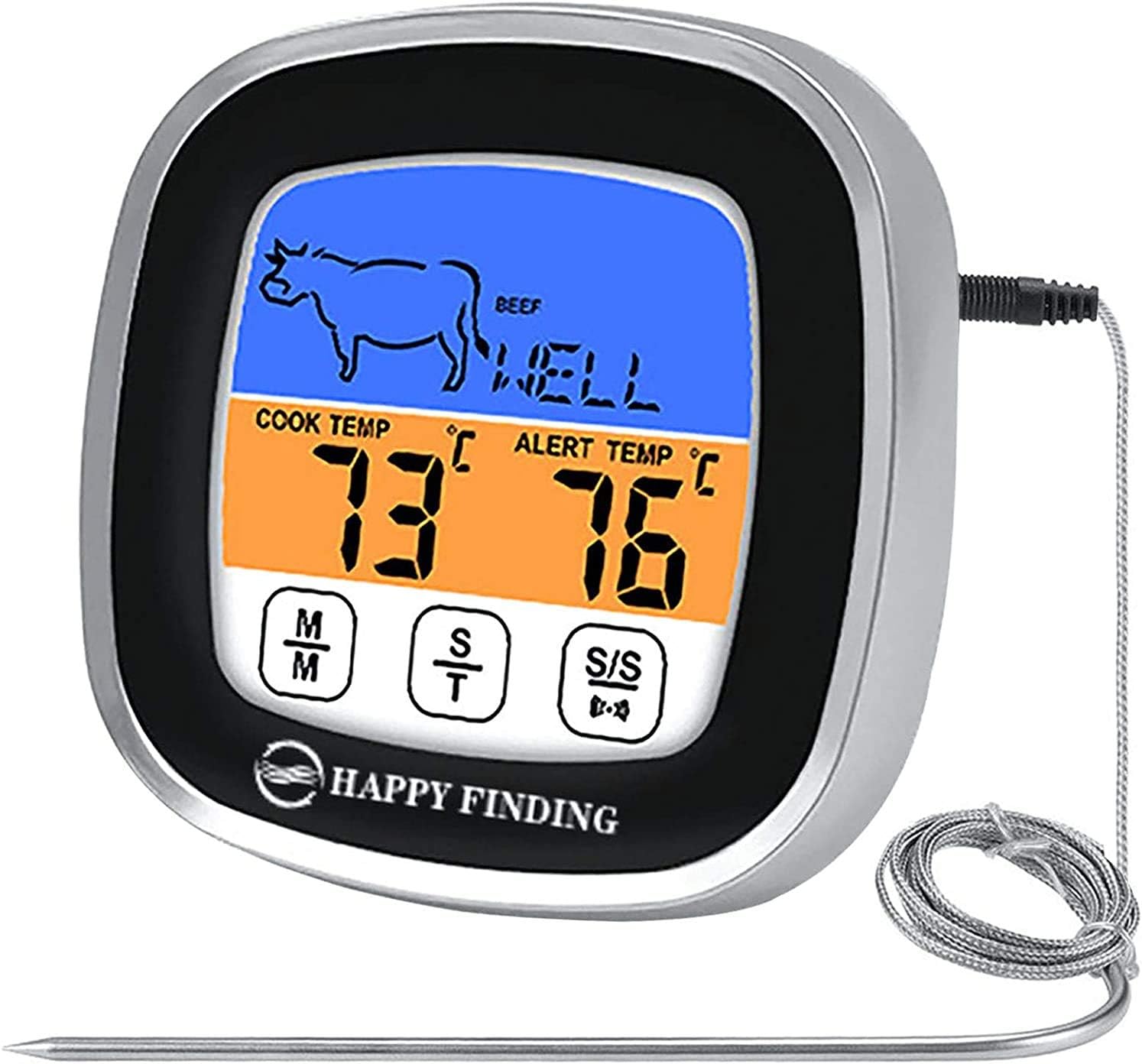 HAPPYFINDING Digital Meat Thermometers Colour Touchscreen Instant