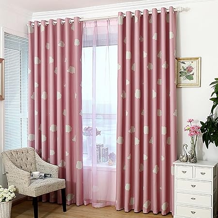 Hoomall Cloud Print Curtains Living Room Eyelet Drapes Decorative