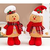 quescu 2PCS Gingerbread Christmas Decorations Indoor,Christma Gingerbread Man Plush,Christmas Stuffed Doll Gifts for Tiered Tray Party Decor Home