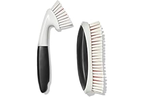 OXO Good Grips Grout Brush & Heavy Duty Scrub Brush Combo Set; Tough, Durable bristles Cut Through Grime and soap scum; Ideal for tubs, Tile Walls, countertops and Floors