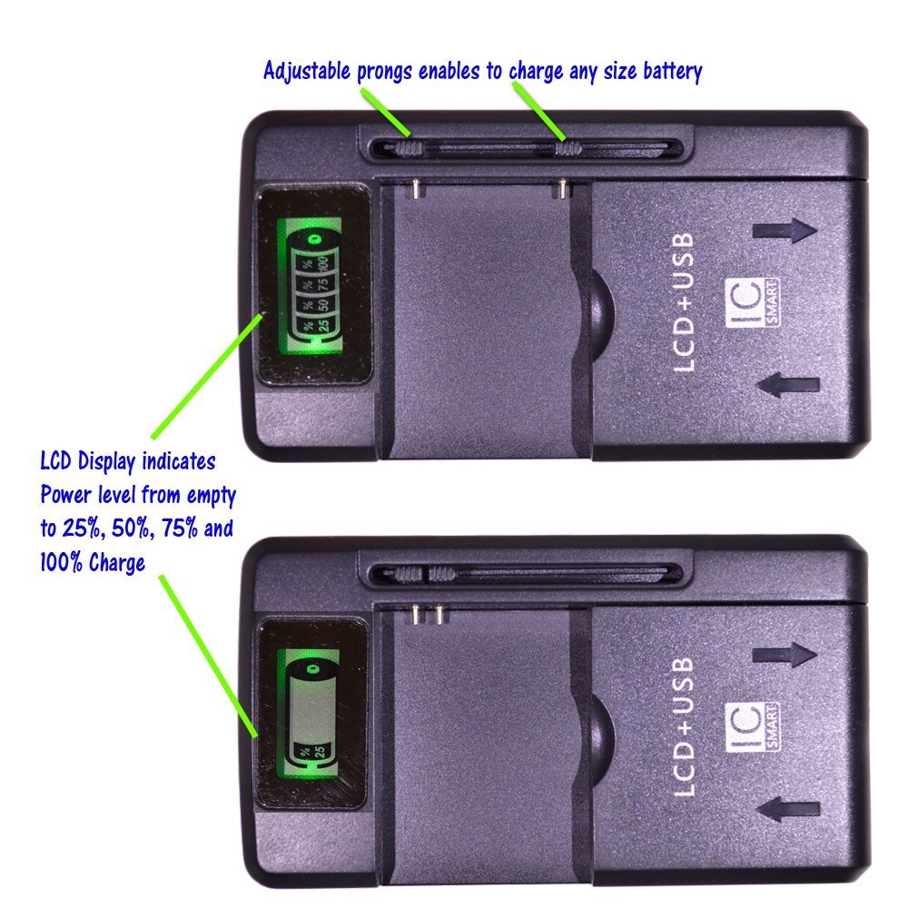 Fortress Brand Compact Universal Battery Charger for HTC Aria, Arrive hd 7 pro, Dash 3G S522, Droid Eris V2 6200, Incredible 6300, EVO Shift 4G, Fender G3, FreeStyle F8181, G1, G2 GSM Vanguard 4G, HD7 HD 7 HD7S, 8XT, Amaze 4G, Butterfly S 9060, Desire 510, HTC Desire 601 Zara, Desire 610, Desire 816,Desire C, HTC Desire Eye, Droid DNA 6435, Incredible 4G LTE 6410 Fireball, EVO 3D, Evo V 4G, EVO 4G, Evo 4G LTE, EVO ONE, Evo Design 4G Hero S Kingdom, First, Flyer, Holiday/Vivid, ONE M8, One E8, One M7, One M9, One max T6, One Mini M4, One Remix Mini 2 M8 Mini, One S, One SV, One V, One VX, One X LTE HTC Radar 4G, HTC Rezound Vigor 6425, HTC Rhyme Bliss 6330, HTC Titan II 2, HTC Trophy (CDMA) 6985, HTC Trophy,Trophy 7,Trophy T8686, HTC Windows Phone 8X HTC 6990 HTC Zenith, HTC X310e Titan, Imagio xv6975, Incredible 2 II 6350, Inspire 4G, Marvel/Wildfire S, Merge 6325, Mytouch 3G G2 Magic, Mytouch 3G slide, Mytouch 4G, Mytouch 4G Slide/Doubleshot, Pure, Sensation 4G, Shadow 2 II, Status/ChaCha, Surround T8788, Thunderbolt 6400 / Incredible HD, Touch Pro Herman, Wildfire CDMA 6225,