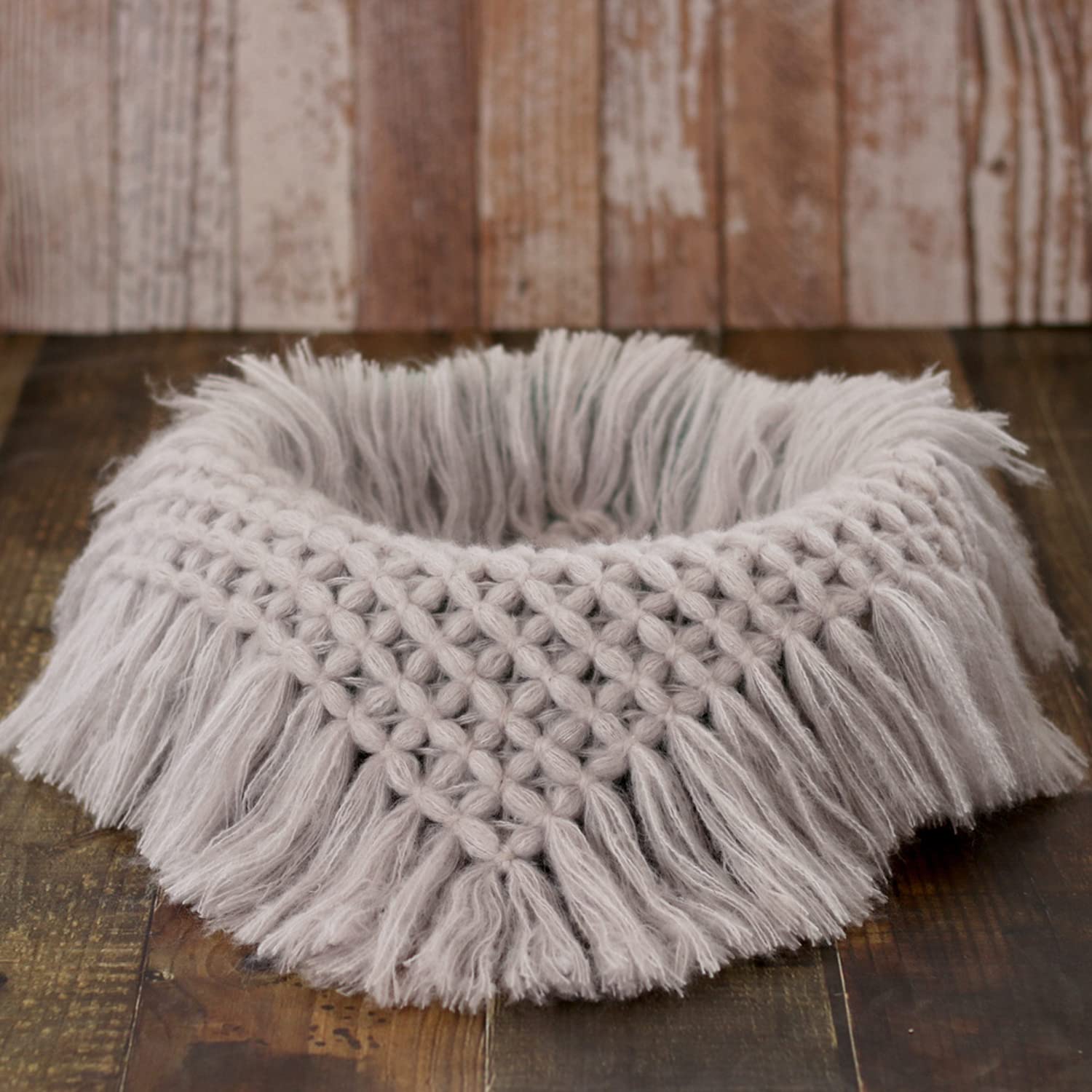 Photo 1 of Coberllus Newborn Baby Photo Props Blanket Handmade Knitted Twist Wrap Posing Aid Backdrops for Boy Girls Photography Shoot (LightGrey)