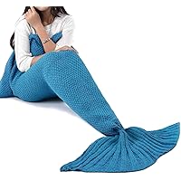 LAGHCAT Mermaid Tail Blanket Crochet Mermaid Blanket for Adult, Soft All Seasons Snuggle Mermaid Sleeping Bag Blankets