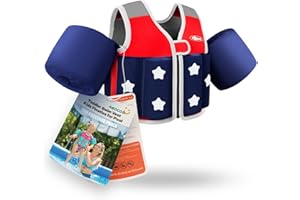 AEOCOO Toddler Swim Vest 20-30-50-70 Pounds, Kids Pool Floaties for 1-2-3-5-7-9 Years Old, Comfortable Wear Bright Float Jacket with Water Ring, Unpadded Sides for Arm Comfort, Boys, Girls, niños