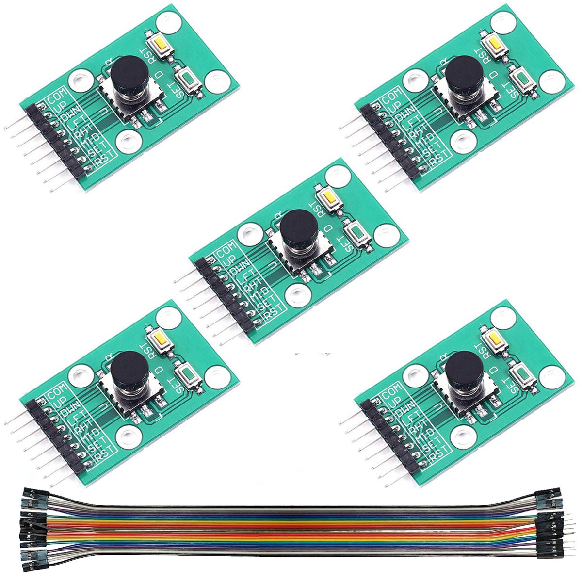 Youmile 5PACK Button Module Rocker Five Direction Navigation for MCU AVR Game 5D Rocker Joystick Independent Keyboard for Arduino Joystick Module 5-Channel With Dupont Wire