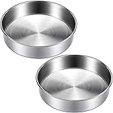 BAKEWAY 8 inch Cake Pans, Round Baking Layer Cake Pan Set of 2, Stainless Steel Mirror Finish & Dishwasher Safe for Birthday, Party, Wedding