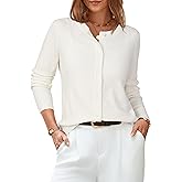Arach&Cloz Women's Wool Blend Lightweight Spring Business Casual Cardigan Sweaters Tops
