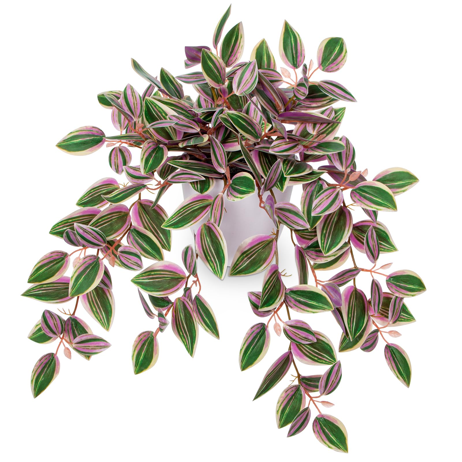 Oairse Fake Plants in Pots 41cm Artificial Trailing Plants String of Plants Fake Potted Plants Faux Tradescantia Zebrina for Indoor Outdoor Home Office Bathroom Kitchen Table Decor