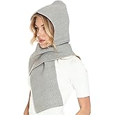 BASICO 5 Colors Knitted Hooded Scarf for Women Men Winter Balaclava - Cream White, Caramel, Light Grey, Heather Greay, Black