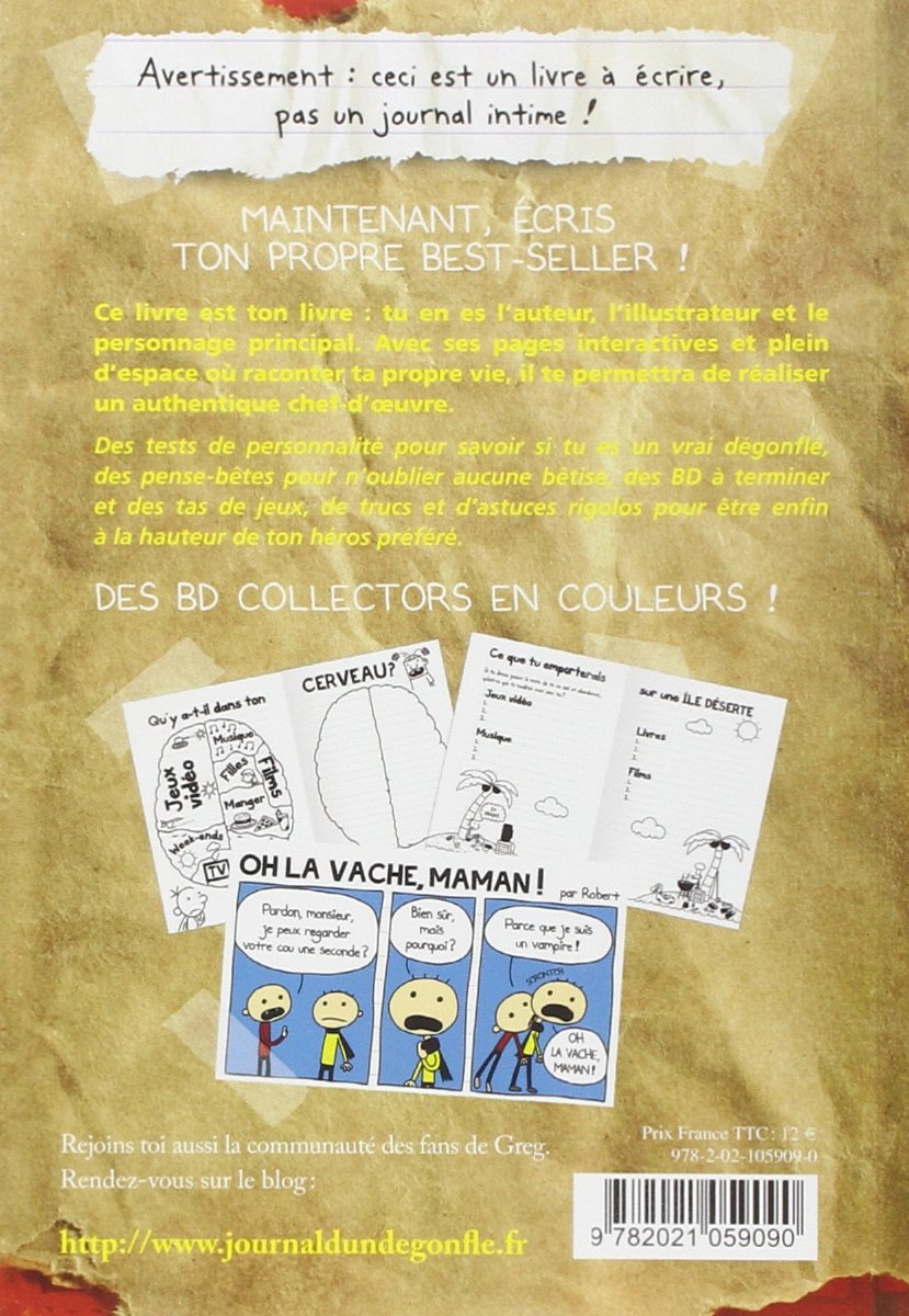 Amazon Fr Journal D Un Degonfle A Ecrire Toi Meme Kinney Jeff Livres