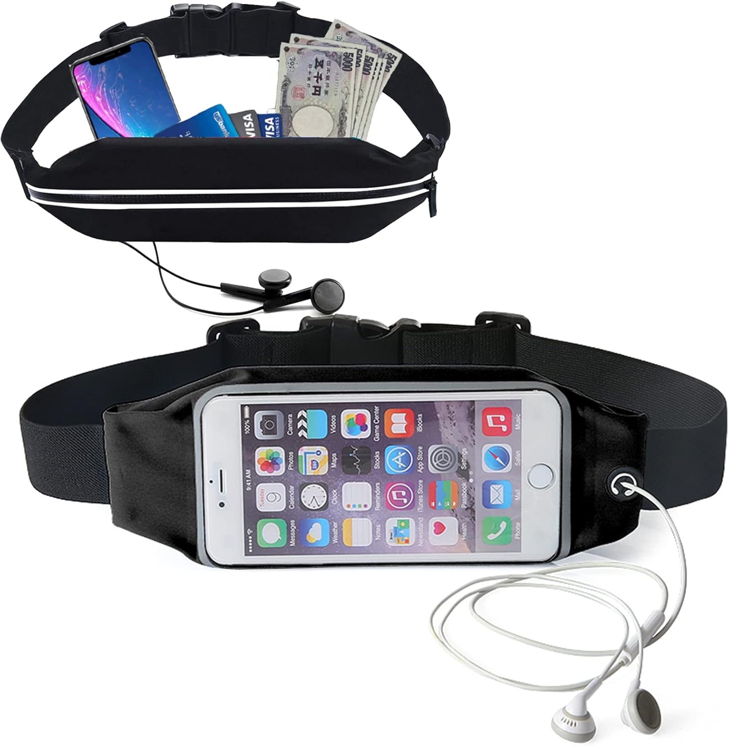 ランニング 携帯 ポーチ ウエストバッグ ICIICO スポーツ スマホ ポーチ ホルダー ランニング ウエスト超軽量 超大収納 防水防汗 夜間対応 調節可能 男女兼用 6.5インチまでスマホに対応 登山 サイクリング ウォーキング ジョギングポーチ