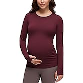 CRZ YOGA Butterluxe Maternity Crewneck Long Sleeve Shirts - Athletic Yoga Casual Pregnancy Womens Tee Tops Basic Layer Soft