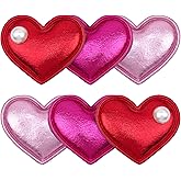 Lanmerry 2Pcs Glitter Heart Hair Clips for Girls Valentines Day Hair Accessories for Women Red Hearts Clips Girls Pink Cupid Costumes