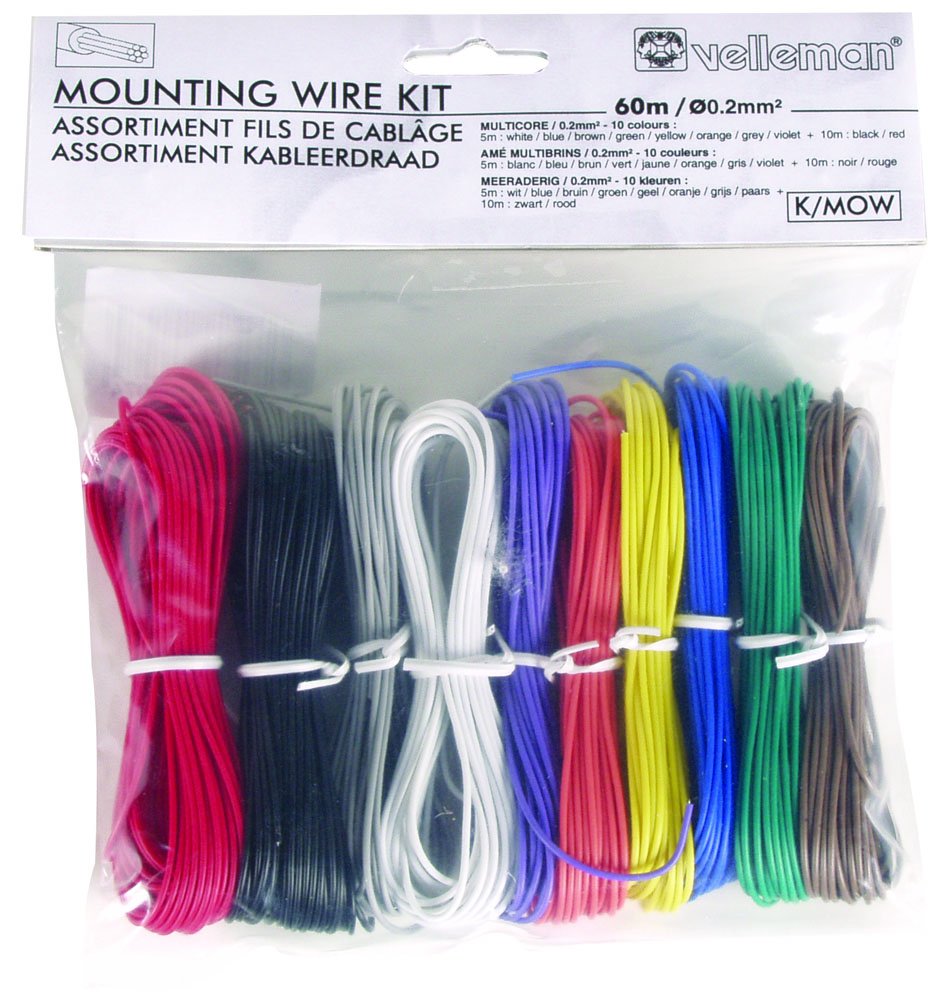 Velleman K/MOW Assorted Colour Multi-Core Mounting Wire Kit, Multi-Colour