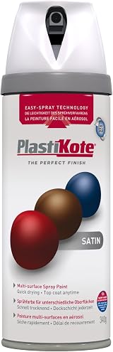 PlastiKote 22101 400ml Premium Spray Paint Satin White Wood Metal Plastic Stone view 2