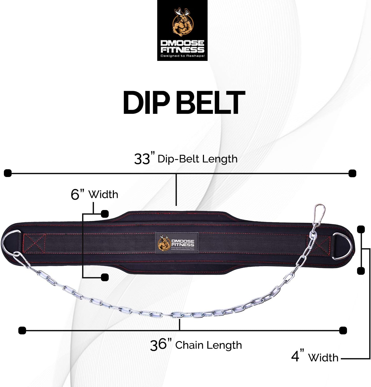 DMoose Dipping Belt with Chain For Pull Ups, Training, Weightlifting