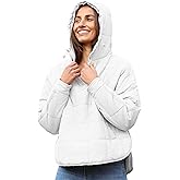 QIBABU Womens Oversized Hooded Puffer Jacket Lightweight Pullover Hoodies Quilted Dolman Long Sleeve Warm Winter Coat