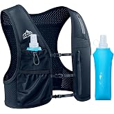 Zelvot Running Vest for Women Men, Hydration Vest with 500ml Soft Flask | Lightweight 7 oz, 6 Pockets, Adjustable Chest Straps, Phone Holder, Bounce-Reducing Fit, Reflective Logos for Jogging, Hiking