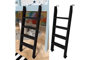 LBMBMO Black Wood Bunk Bed Ladder 50"/ 55"/ 60", Lofted/Dorm/RV Bed Bunkbed Ladders with 4 in Extra Deep Steps & Non-Slip Pads, Replacement Wooden Ladder for Motorhome/Camping - Load 660 lbs