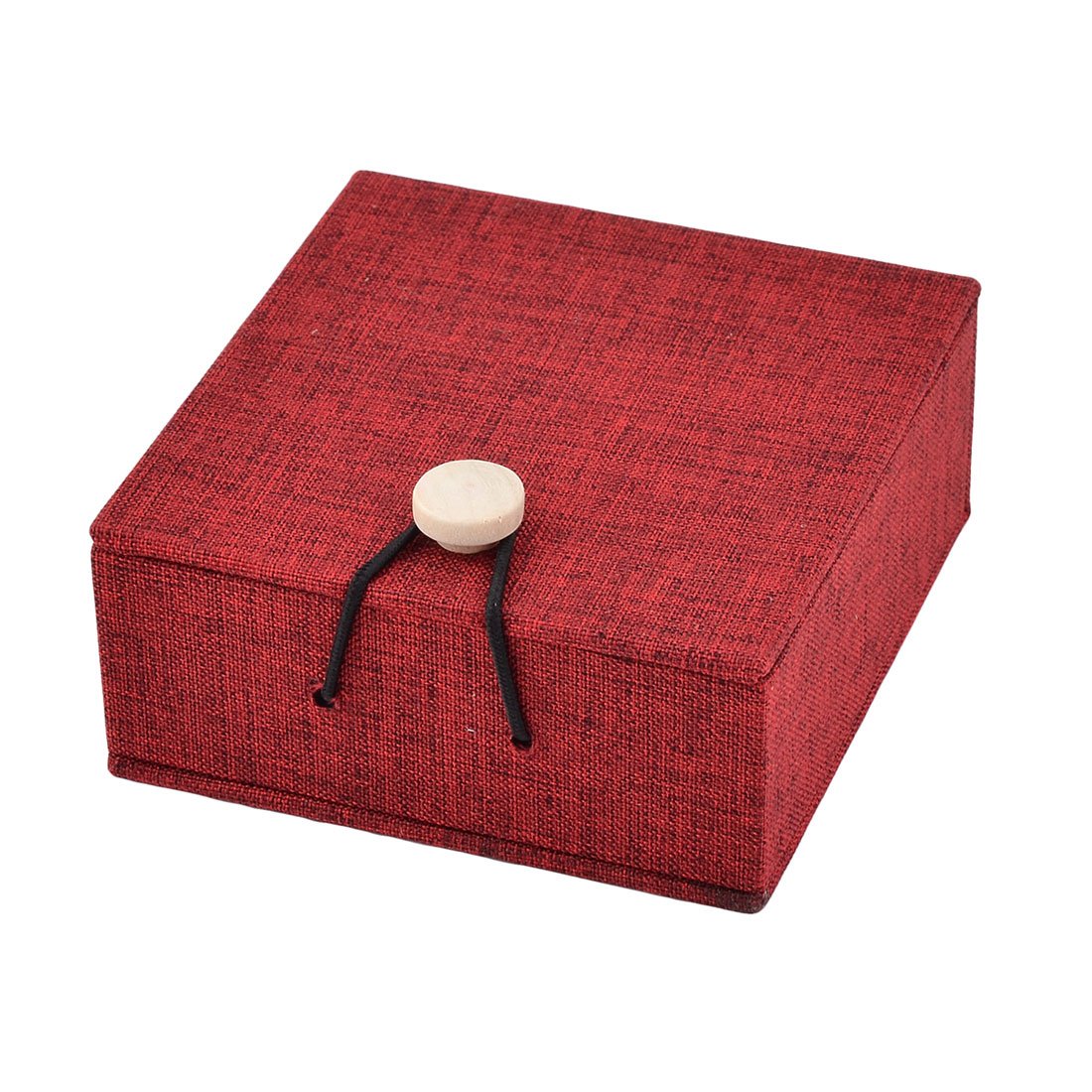 Sourcingmap Wooden Birthday Bracelet Jewelry Gift Display Holder Box 10.5 x 10cm Burgundy