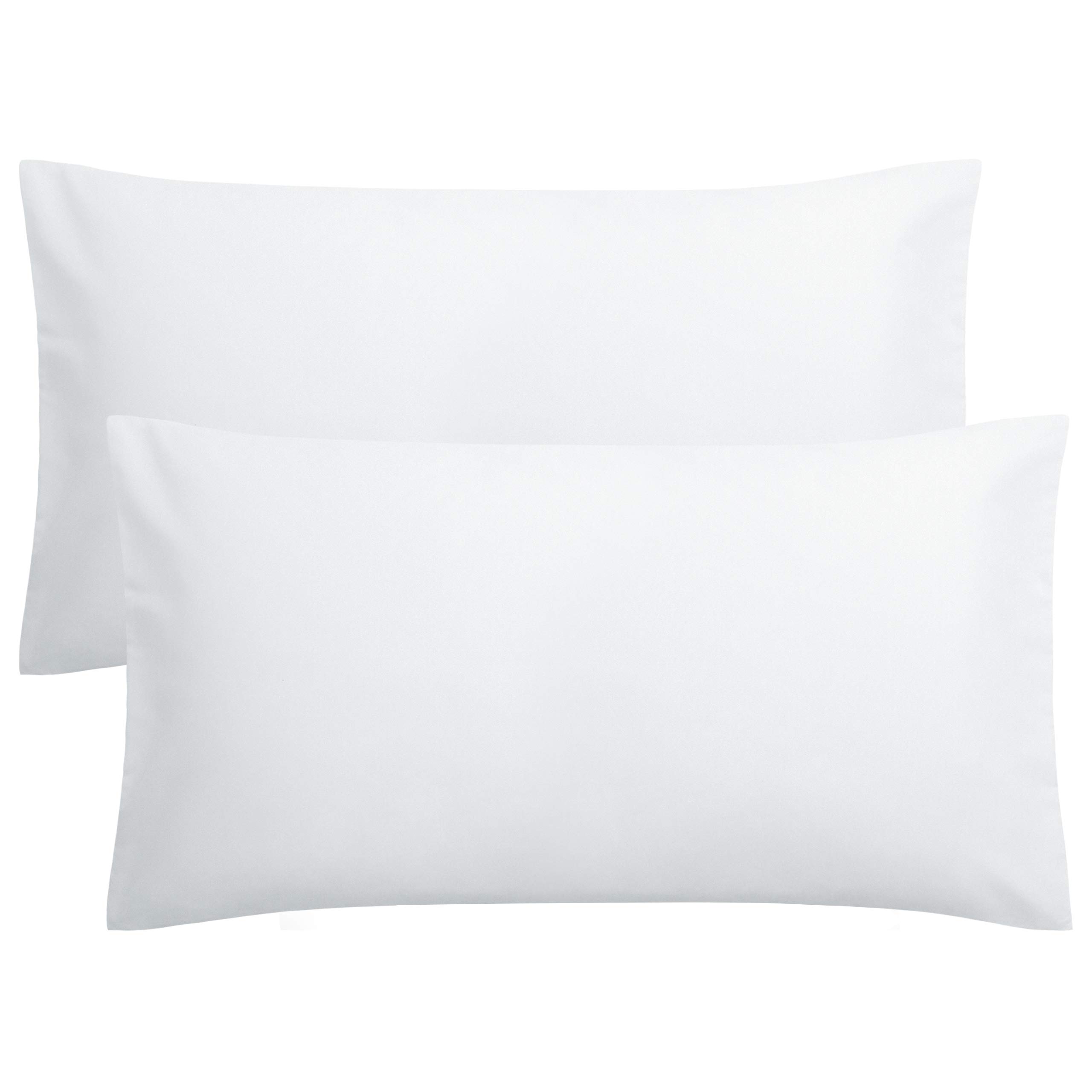 FLXXIE 2 Pack 100% Brushed 1800 Microfiber Plain King Pillowcases, Wrinkle and Stain Resistant, Soft and Cozy Envelope Closure Bed Pillow Cases, White, 50x90 cm — image 1
