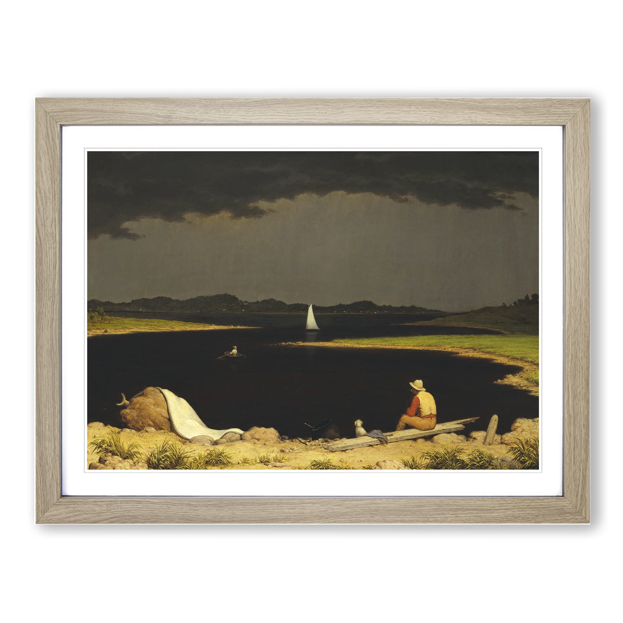 Approaching Thunder Storm By Martin Johnson Heade Classic Painting Framed Print | A3 Oak Framed Wall Art | Ready to Hang | Classic Landscape Picture | Living Room Bedroom Lounge Office