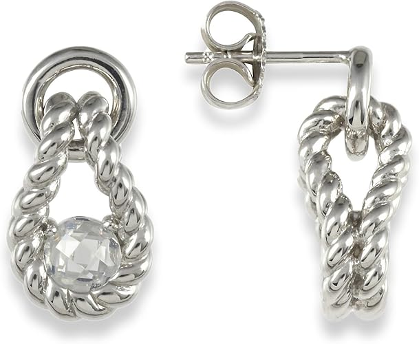 Merii Earring 925 Sterling Silver And White Zirconia Amazon Co Uk Jewellery