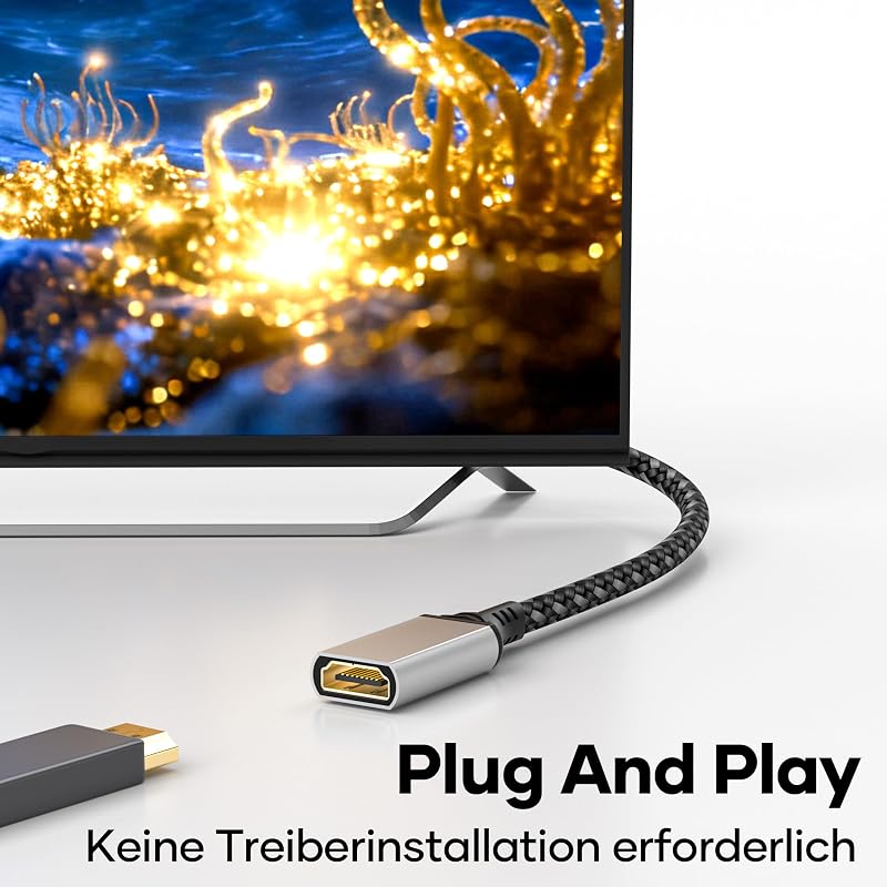 HDMI Verlängerungskabel,1M 4K@60Hz 2K@144Hz HDMI 2.0 Verlängerung Geflochtenes Nylon Kabel Stecker auf Buchse Highspeed 18Gbps UHD ARC HDR HDCP 2.2 kompatibel mit TV Stick,HDTV,PS5,PS4 — Foto 2 von 7