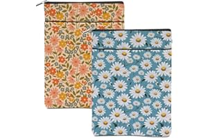 HANAMIYA NA 2 Pieces Book Sleeve Daisy Cute Flower Botanical Floral Book Accessories Washable Book Covers for Hardcover Reading Accessories for Book Lovers Book Club Gifts for Women Girls Sister Boss Cousin